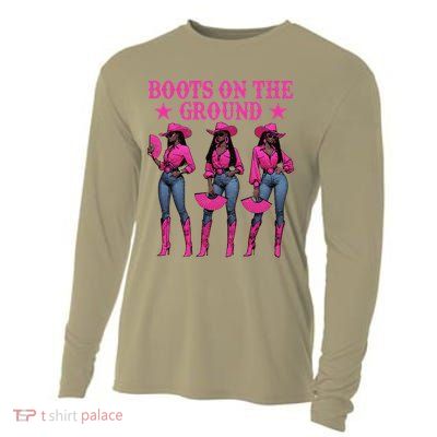 Boots On The Ground Western Southern Melanin Black Cowgirl Cooling Performance Long Sleeve Crew
