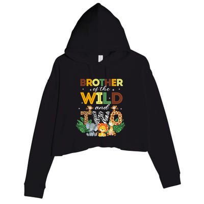 Brother Of The Wild Two Zoo Birthday Safari Jungle Animal Crop Fleece Hoodie