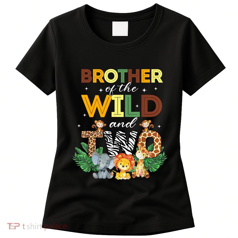 Brother Of The Wild Two Zoo Birthday Safari Jungle Animal Womens T-Shirt
