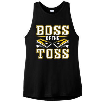 Boss Of The Toss Cornhole Funny Ladies PosiCharge Tri-Blend Wicking Tank