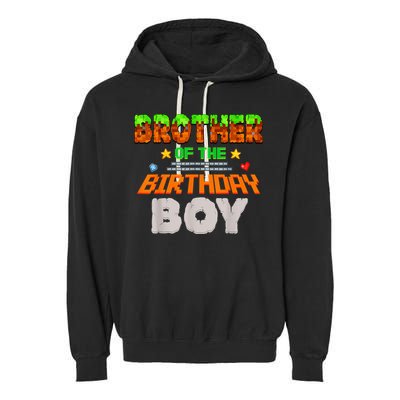 Brother Of The Birthday Boy Video Gamer Pixel Number Garment-Dyed Fleece Hoodie