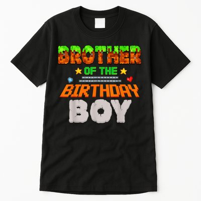 Brother Of The Birthday Boy Video Gamer Pixel Number Tall T-Shirt