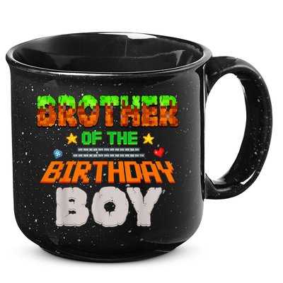 Brother Of The Birthday Boy Video Gamer Pixel Number 15oz Campfire Ceramic Mug