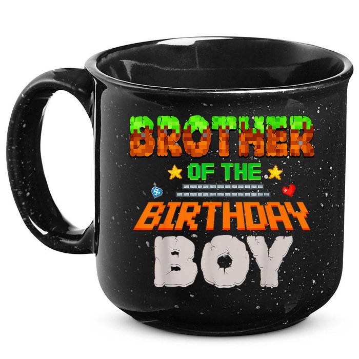 Brother Of The Birthday Boy Video Gamer Pixel Number 15oz Campfire Ceramic Mug