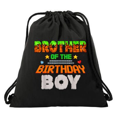 Brother Of The Birthday Boy Video Gamer Pixel Number Drawstring Bag