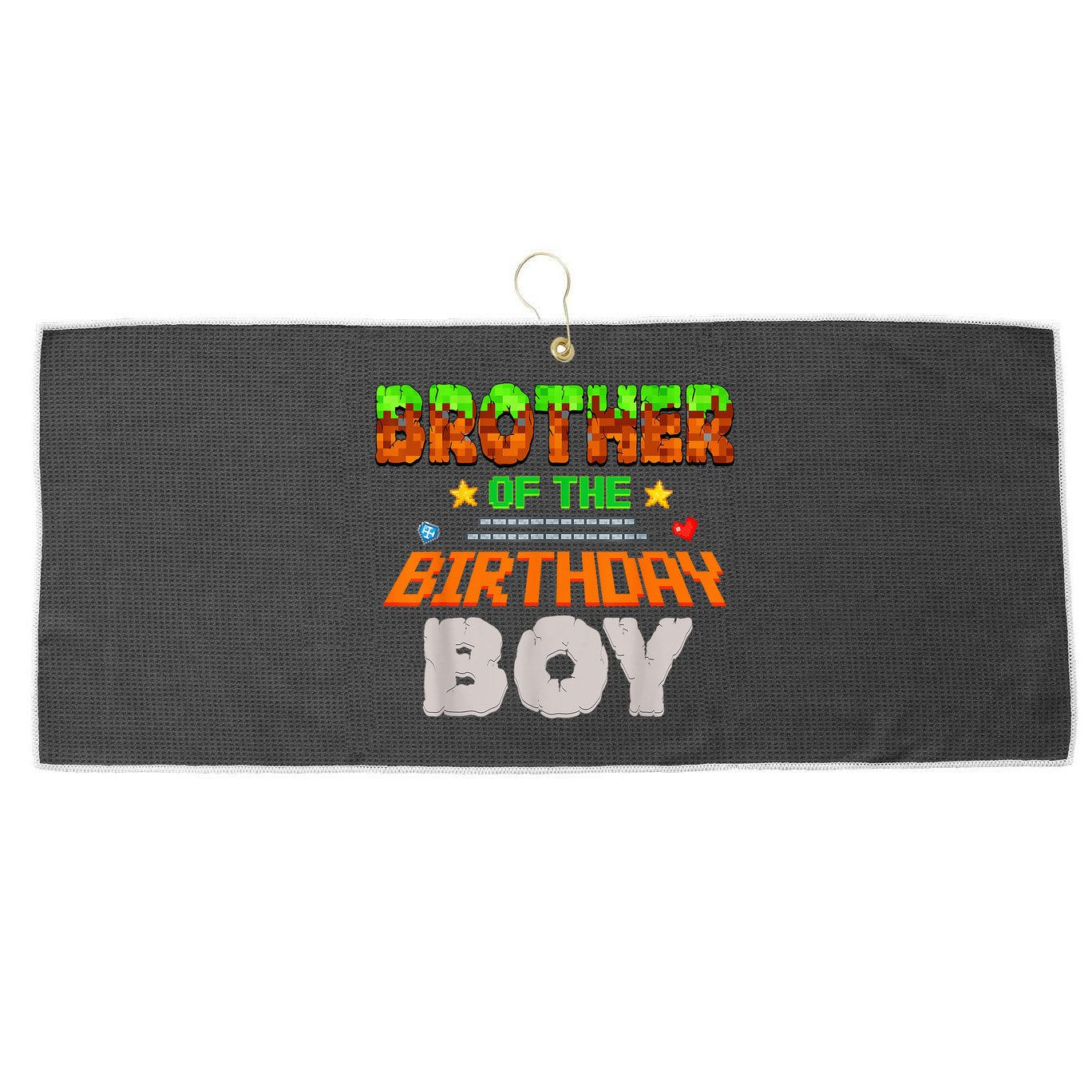 Brother Of The Birthday Boy Video Gamer Pixel Number Large Microfiber Waffle Golf Towel