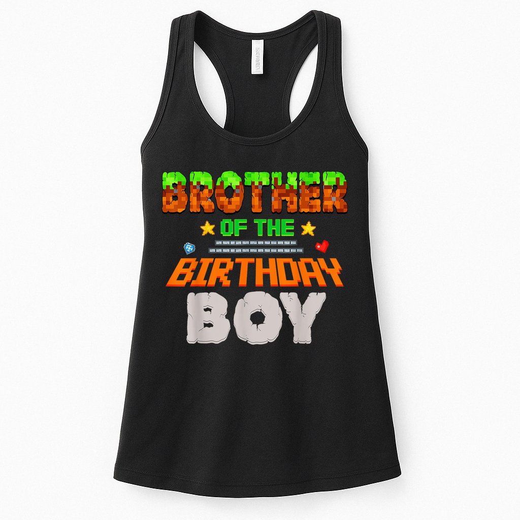 Brother Of The Birthday Boy Video Gamer Pixel Number Womens Tank Top