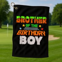 Brother Of The Birthday Boy Video Gamer Pixel Number Golf Towel