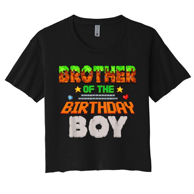 Brother Of The Birthday Boy Video Gamer Pixel Number Women's Crop Top Tee
