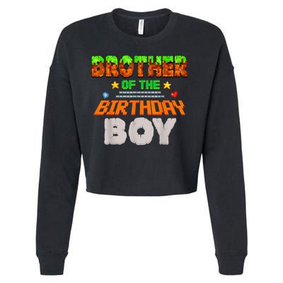 Brother Of The Birthday Boy Video Gamer Pixel Number Cropped Pullover Crew