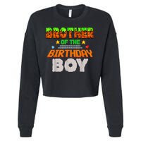Brother Of The Birthday Boy Video Gamer Pixel Number Cropped Pullover Crew
