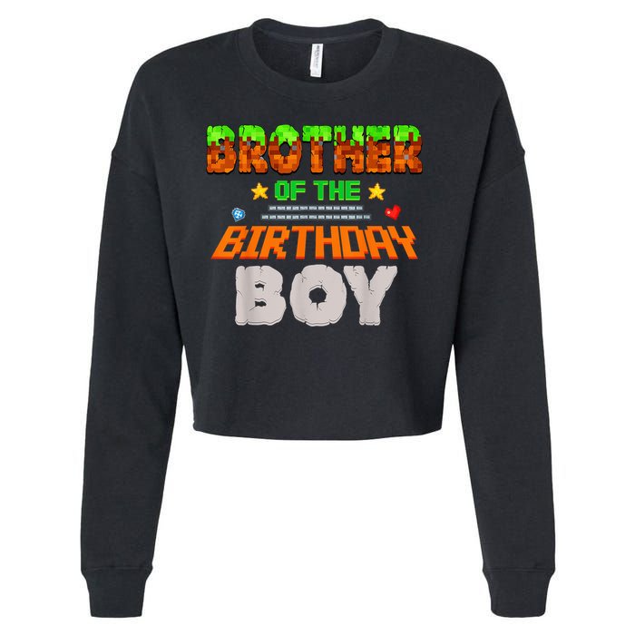 Brother Of The Birthday Boy Video Gamer Pixel Number Cropped Pullover Crew