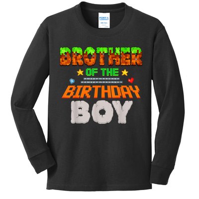 Brother Of The Birthday Boy Video Gamer Pixel Number Kids Long Sleeve Shirt