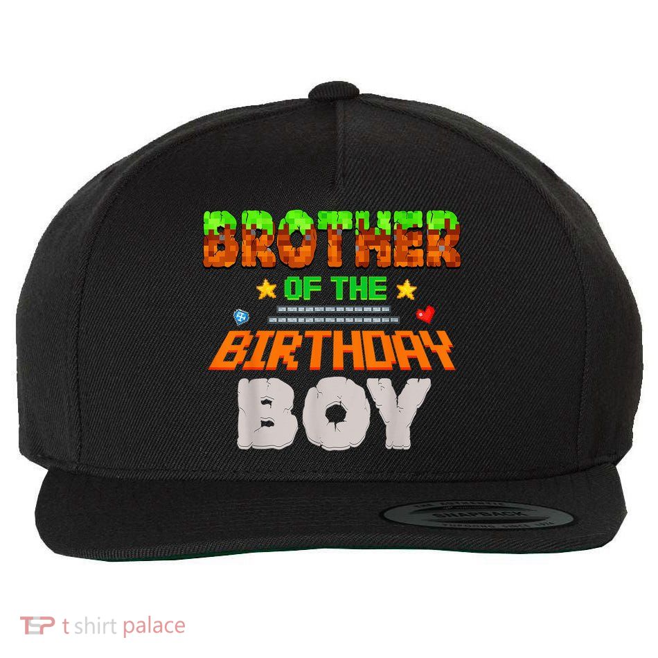 Brother Of The Birthday Boy Video Gamer Pixel Number Wool Snapback Cap