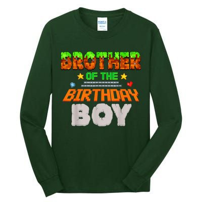 Brother Of The Birthday Boy Video Gamer Pixel Number Tall Long Sleeve T-Shirt