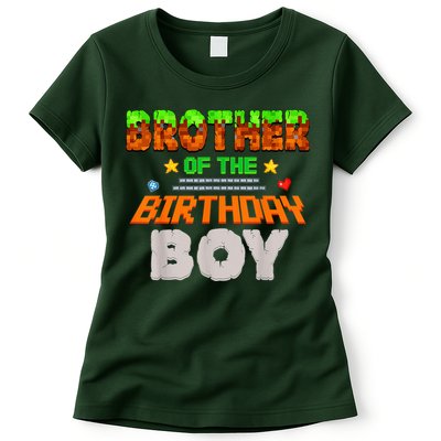 Brother Of The Birthday Boy Video Gamer Pixel Number Womens T-Shirt