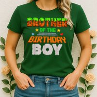 Brother Of The Birthday Boy Video Gamer Pixel Number Womens T-Shirt