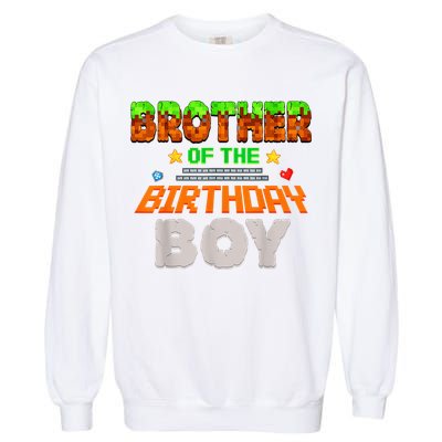 Brother Of The Birthday Boy Video Gamer Pixel Number Garment-Dyed Sweatshirt