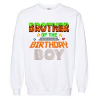 Brother Of The Birthday Boy Video Gamer Pixel Number Garment-Dyed Sweatshirt