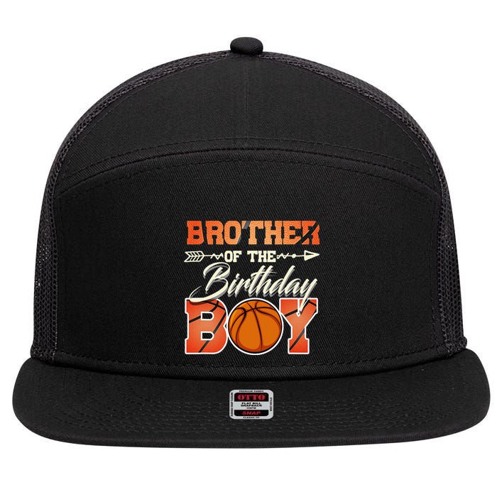Brother Of The Birthday Basketball Funny 7 Panel Mesh Trucker Snapback Hat