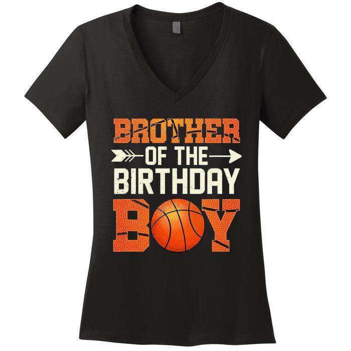 Brother Of The Birthday Basketball Funny Women's V-Neck T-Shirt