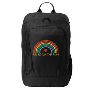 Bring On The Sun Cheerful Summer Sunshine Retro Rainbow Gift City Backpack