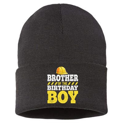 Brother of the Birthday Construction Birthday Party Sustainable Knit Beanie