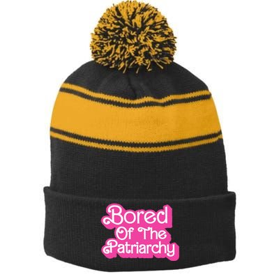 Bored Of The Patriarchy Stripe Pom Pom Beanie