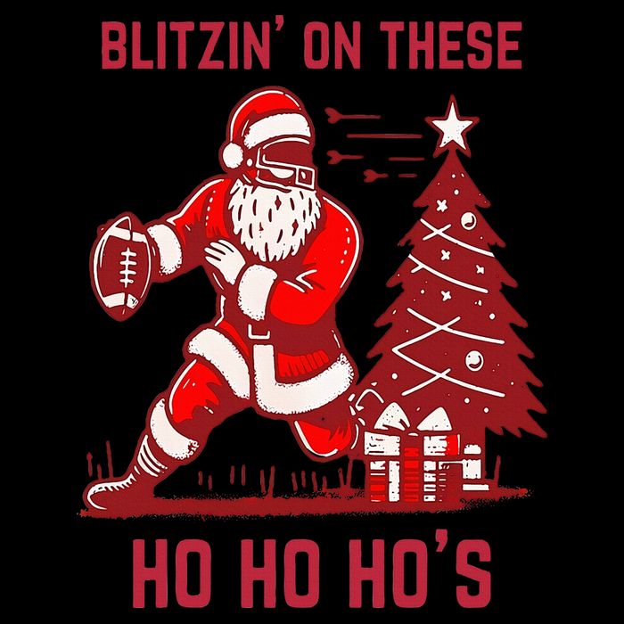 Blitzing On These Ho Ho Ho's Funny Santa Football Christmas  Cooling Performance Crew T-Shirt