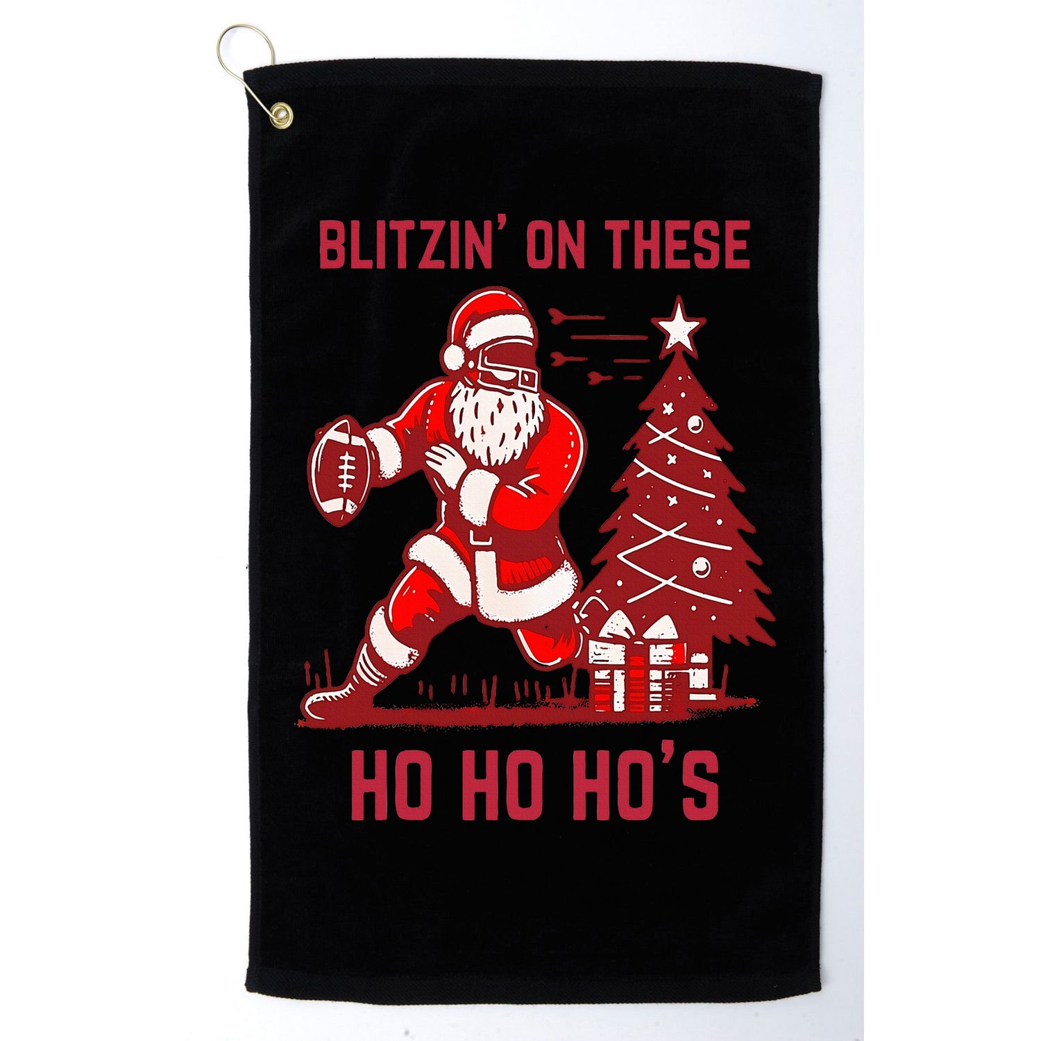 Blitzing On These Ho Ho Ho's Funny Santa Football Christmas  Golf Towel