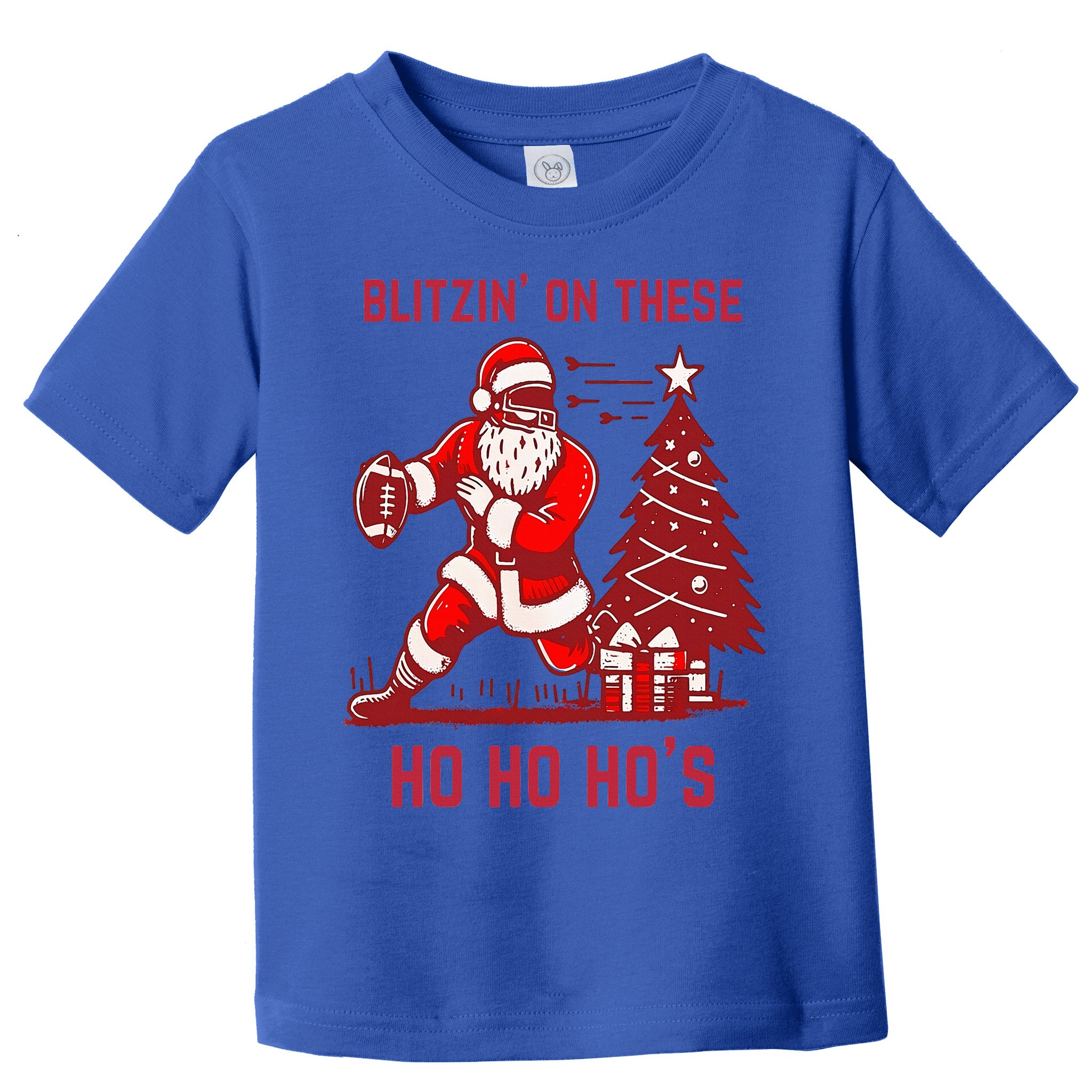 Blitzing On These Ho Ho Ho's Funny Santa Football Christmas  Toddler T-Shirt
