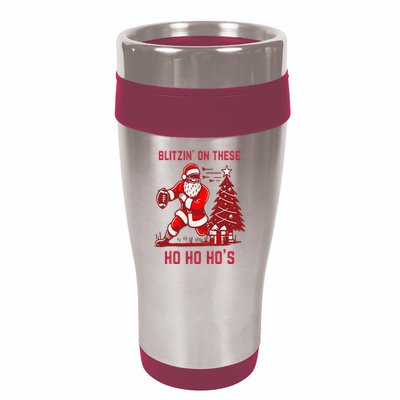 Blitzing On These Ho Ho Ho's Funny Santa Football Christmas  16oz Travel Tumbler