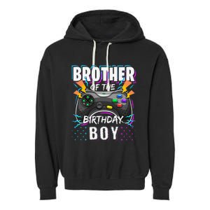 Brother of the Birthday Matching Video Game Birthday Garment-Dyed Fleece Hoodie