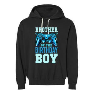 Brother of the Birthday Matching Video Gamer Birthday Garment-Dyed Fleece Hoodie