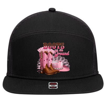 Boots On The Ground, Cowgirl Linedance, Boot Cowboy Western 7 Panel Mesh Trucker Snapback Hat