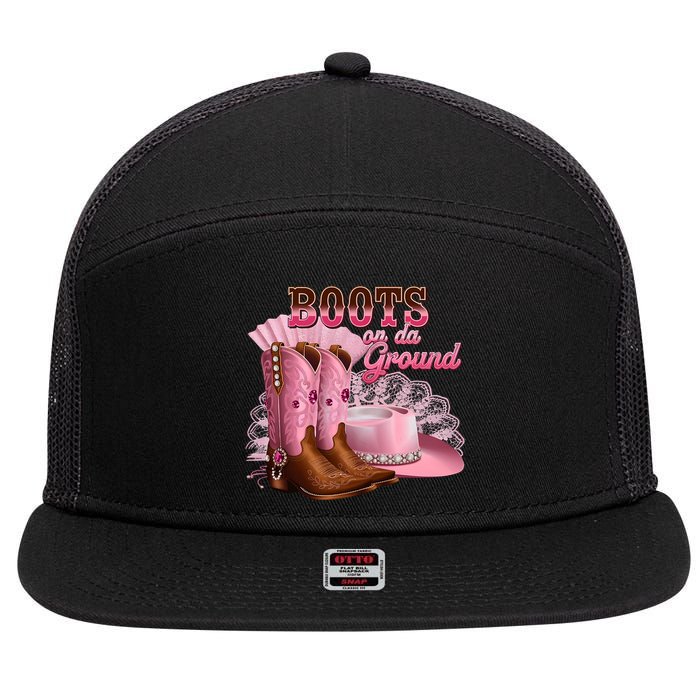 Boots On The Ground, Cowgirl Linedance, Boot Cowboy Western 7 Panel Mesh Trucker Snapback Hat