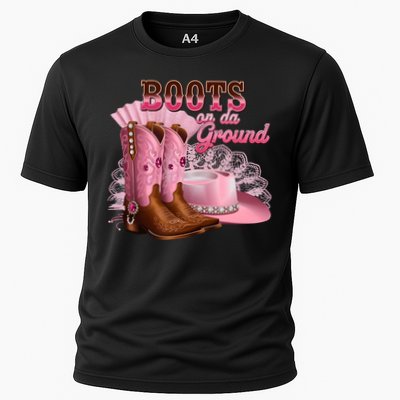 Boots On The Ground, Cowgirl Linedance, Boot Cowboy Western Cooling Performance Crew T-Shirt