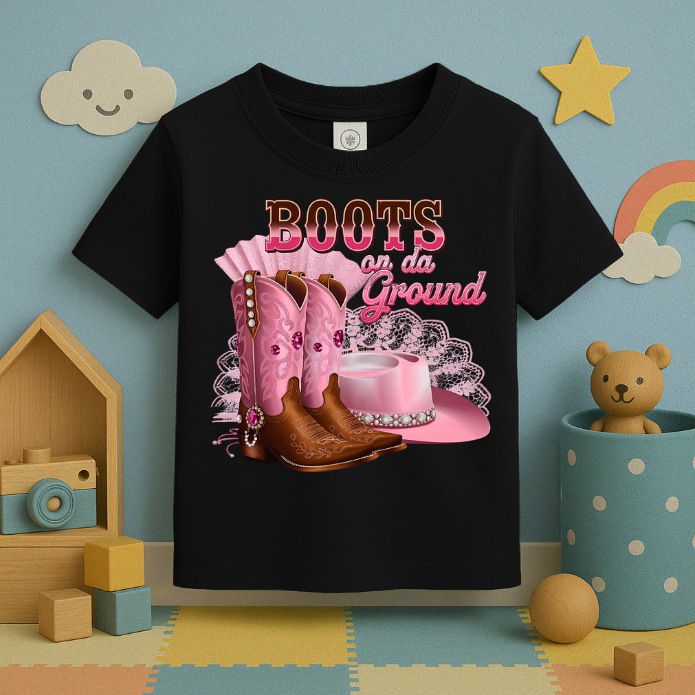 Boots On The Ground, Cowgirl Linedance, Boot Cowboy Western Toddler T-Shirt