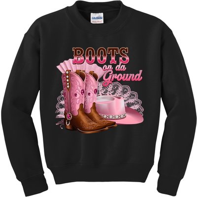 Boots On The Ground, Cowgirl Linedance, Boot Cowboy Western Kids Sweatshirt