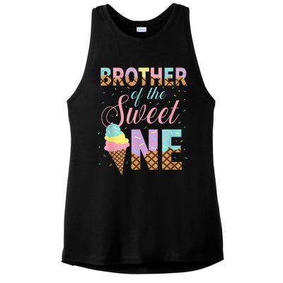 Brother Of The Sweet One Ice Cream 1st First Birthday Family Ladies PosiCharge Tri-Blend Wicking Tank