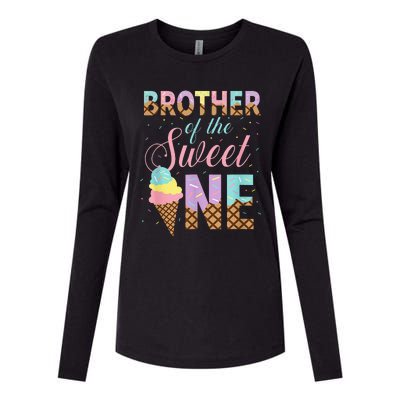 Brother Of The Sweet One Ice Cream 1st First Birthday Family Womens Cotton Relaxed Long Sleeve T-Shirt