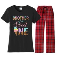 Brother Of The Sweet One Ice Cream 1st First Birthday Family Women's Flannel Pajama Set