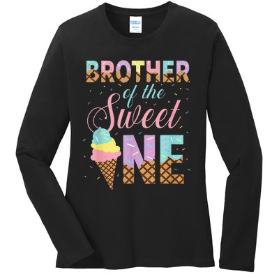 Brother Of The Sweet One Ice Cream 1st First Birthday Family Ladies Long Sleeve Shirt