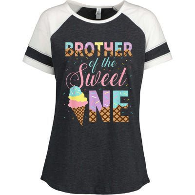 Brother Of The Sweet One Ice Cream 1st First Birthday Family Enza Ladies Jersey Colorblock Tee