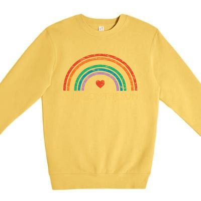 Bring On The Sun Cheerful Summer Sunshine Retro Rainbow Gift Premium Crewneck Sweatshirt