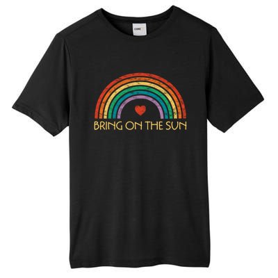 Bring On The Sun Cheerful Summer Sunshine Retro Rainbow Gift Tall Fusion ChromaSoft Performance T-Shirt