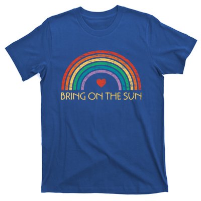 Bring On The Sun Cheerful Summer Sunshine Retro Rainbow Gift T-Shirt