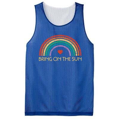 Bring On The Sun Cheerful Summer Sunshine Retro Rainbow Gift Mesh Reversible Basketball Jersey Tank