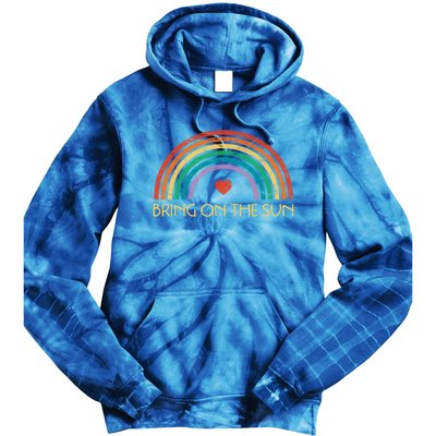 Bring On The Sun Cheerful Summer Sunshine Retro Rainbow Gift Tie Dye Hoodie