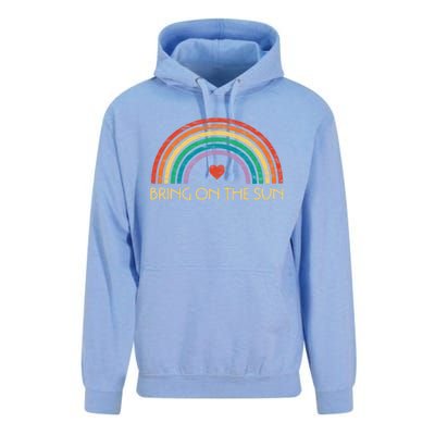 Bring On The Sun Cheerful Summer Sunshine Retro Rainbow Gift Unisex Surf Hoodie